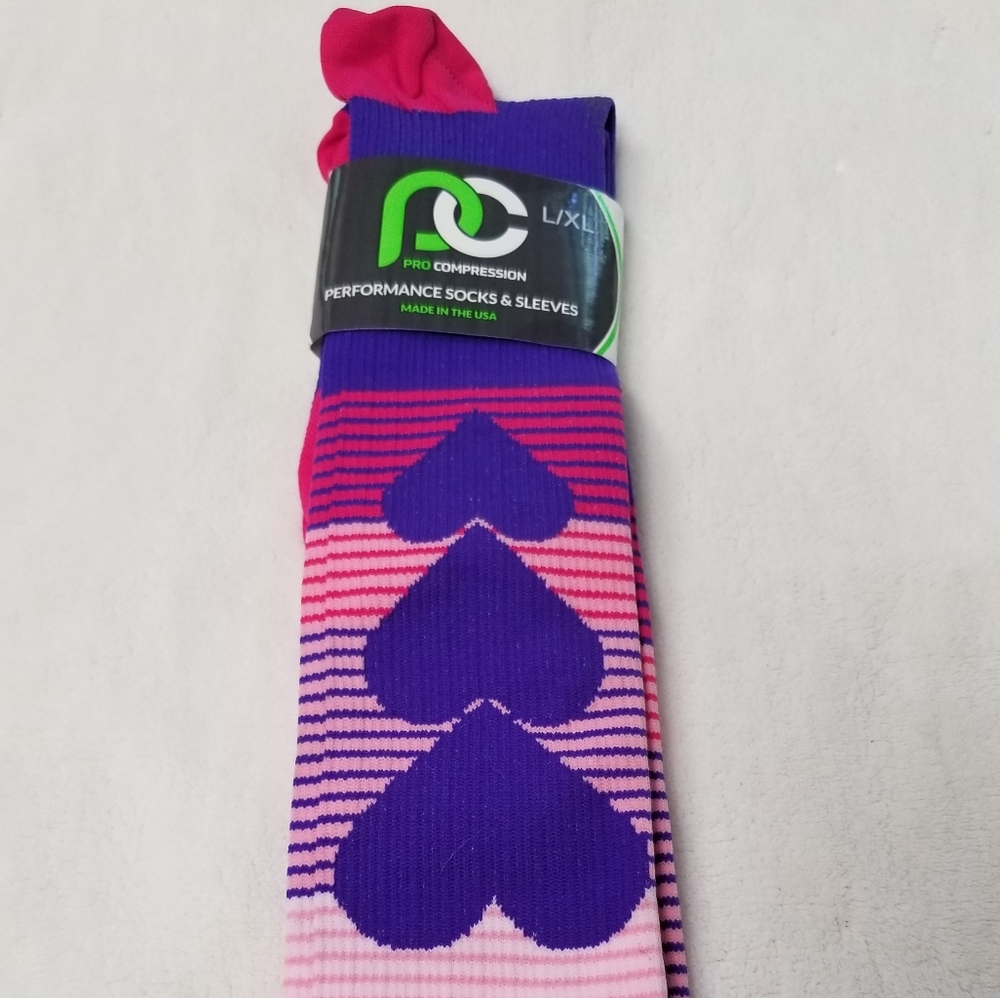 Pro Compression Performance Socks NWT Pink Heart